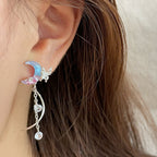 Boucles d'Oreilles Lunes et Papillons Bicolores