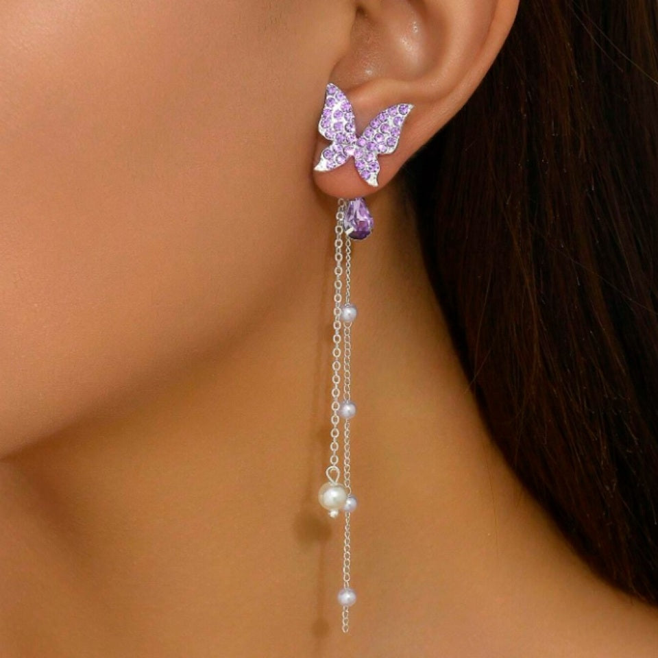 Boucles d'oreilles Papillon Violet