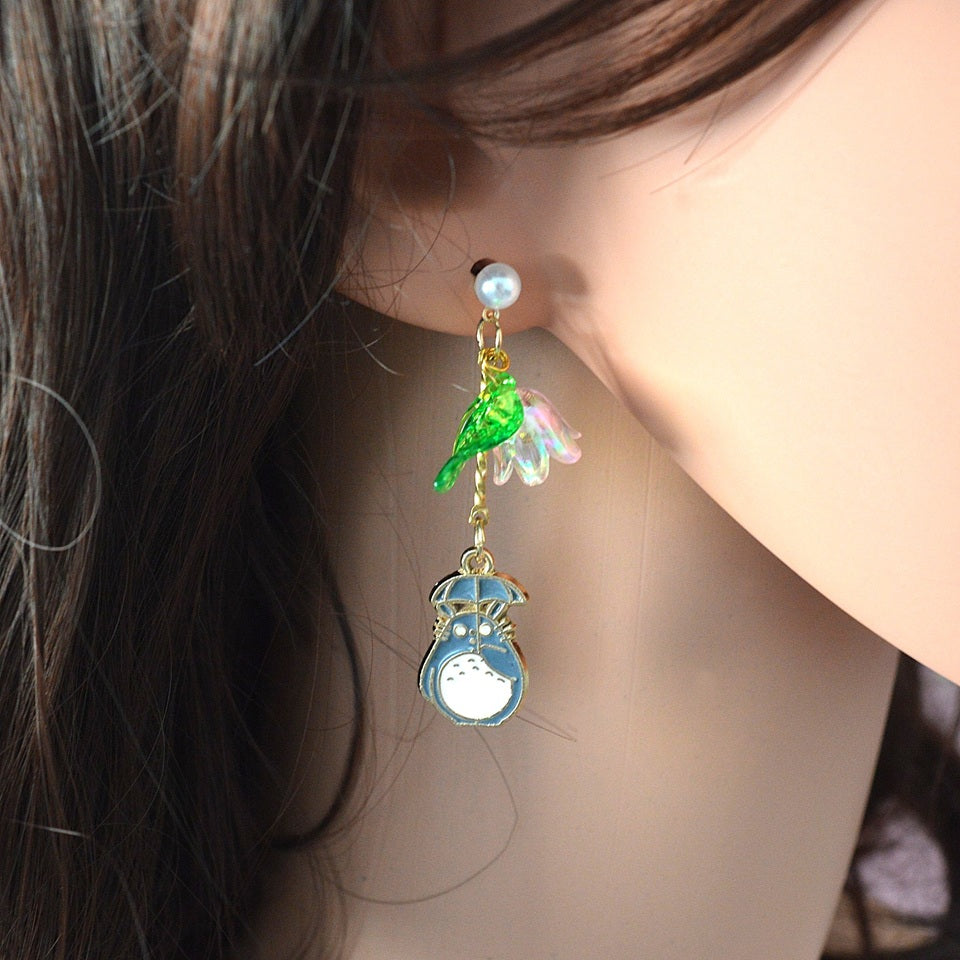 Boucles d'Oreilles Totoro avec Fleur