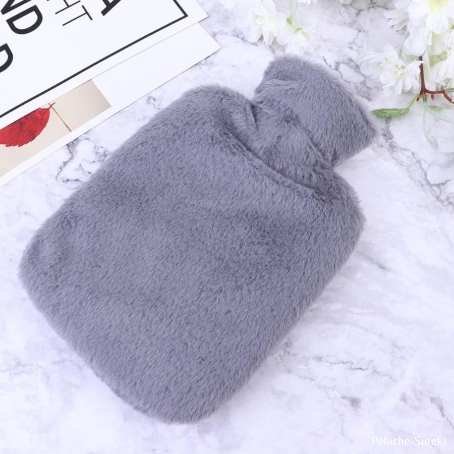 Housse de Bouillotte en Peluche Lapin Gris
