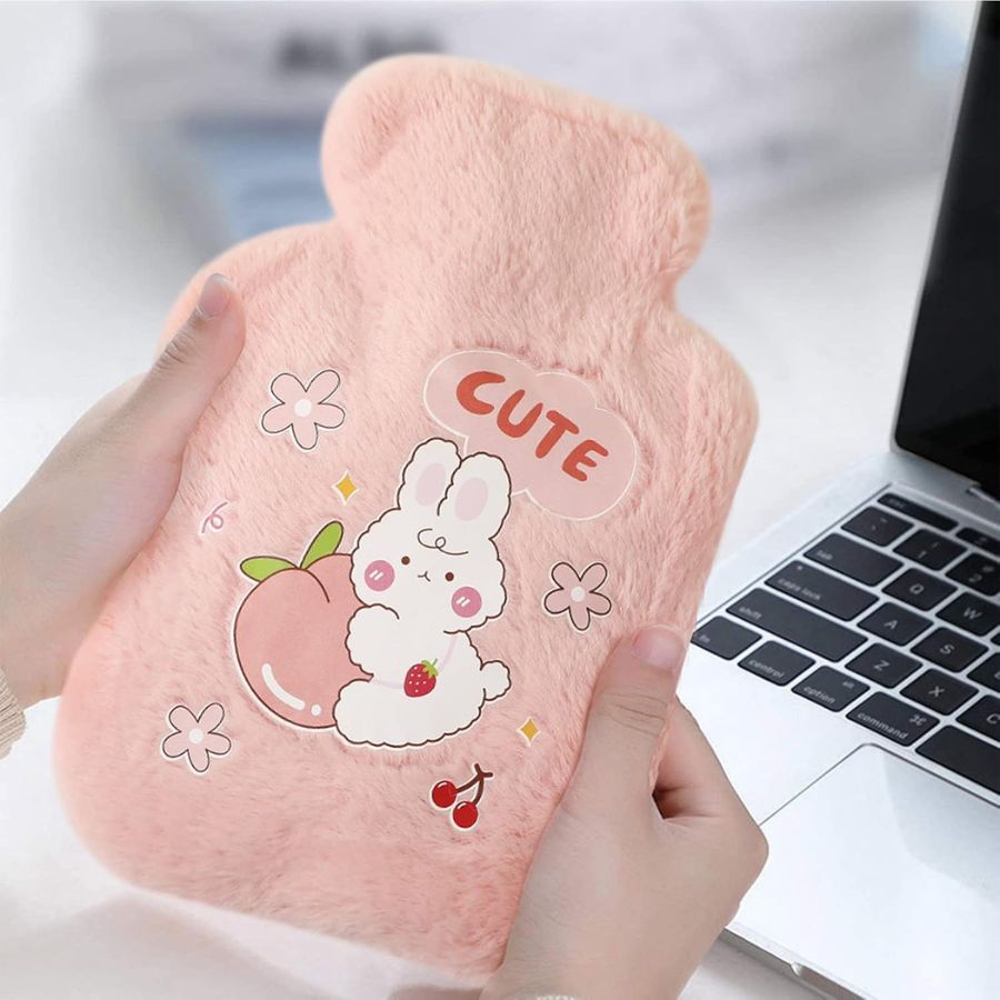 Bouillotte en Peluche Rose Pâle Lapin et Pêche