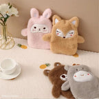 Bouillotte en Peluche Lapin Rose Pâle au Visage Kawaii
