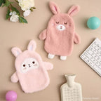 Bouillotte en Peluche Lapin Rose Pâle au Visage Kawaii