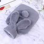 Housse de Bouillotte en Peluche Lapin Gris