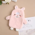Bouillotte en Peluche Rose Pâle Lapin avec Visage Brodé