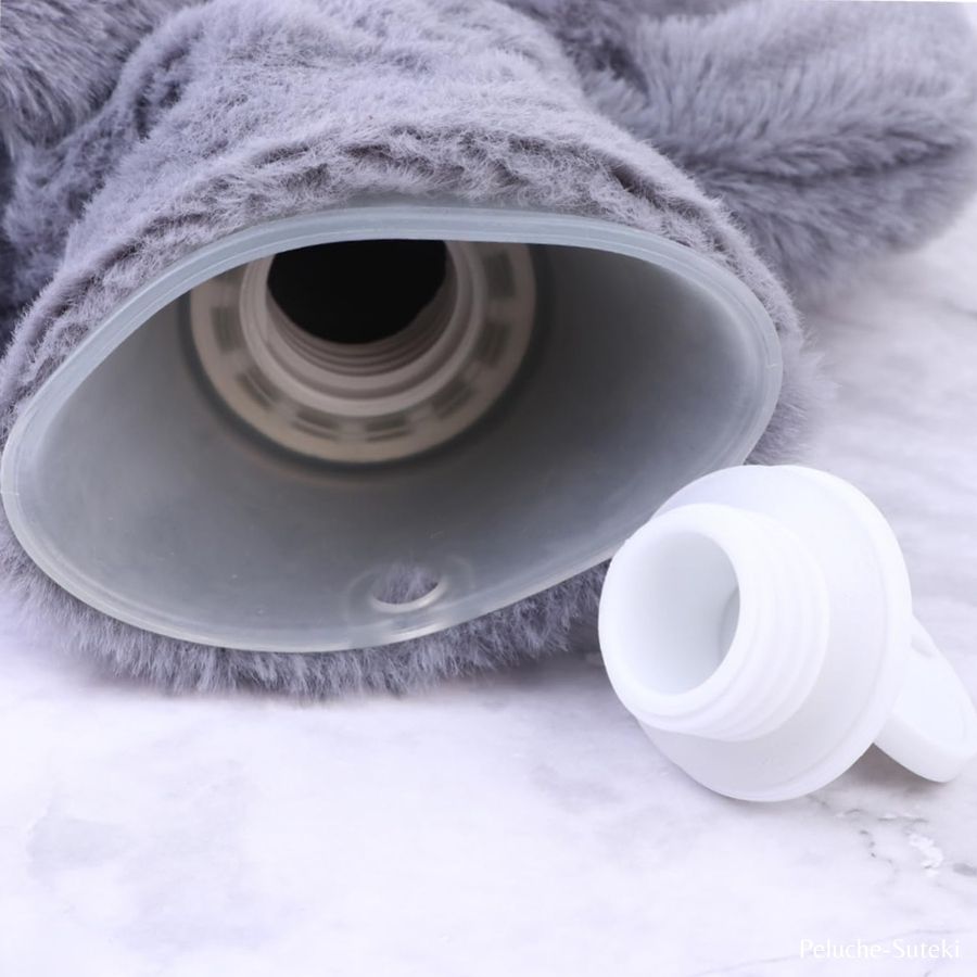 Housse de Bouillotte en Peluche Lapin Gris