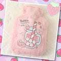 Bouillotte en Peluche Rose Pâle Fraises et Lapins