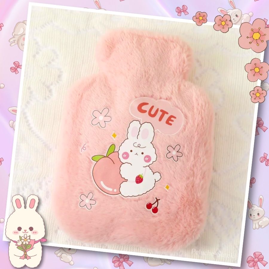 Bouillotte en Peluche Rose Pâle Lapin et Pêche