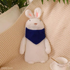 Bouillotte en Peluche Lapin Blanc avec Écharpe Bleue