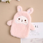 Bouillotte en Peluche Lapin Rose Pâle au Visage Kawaii