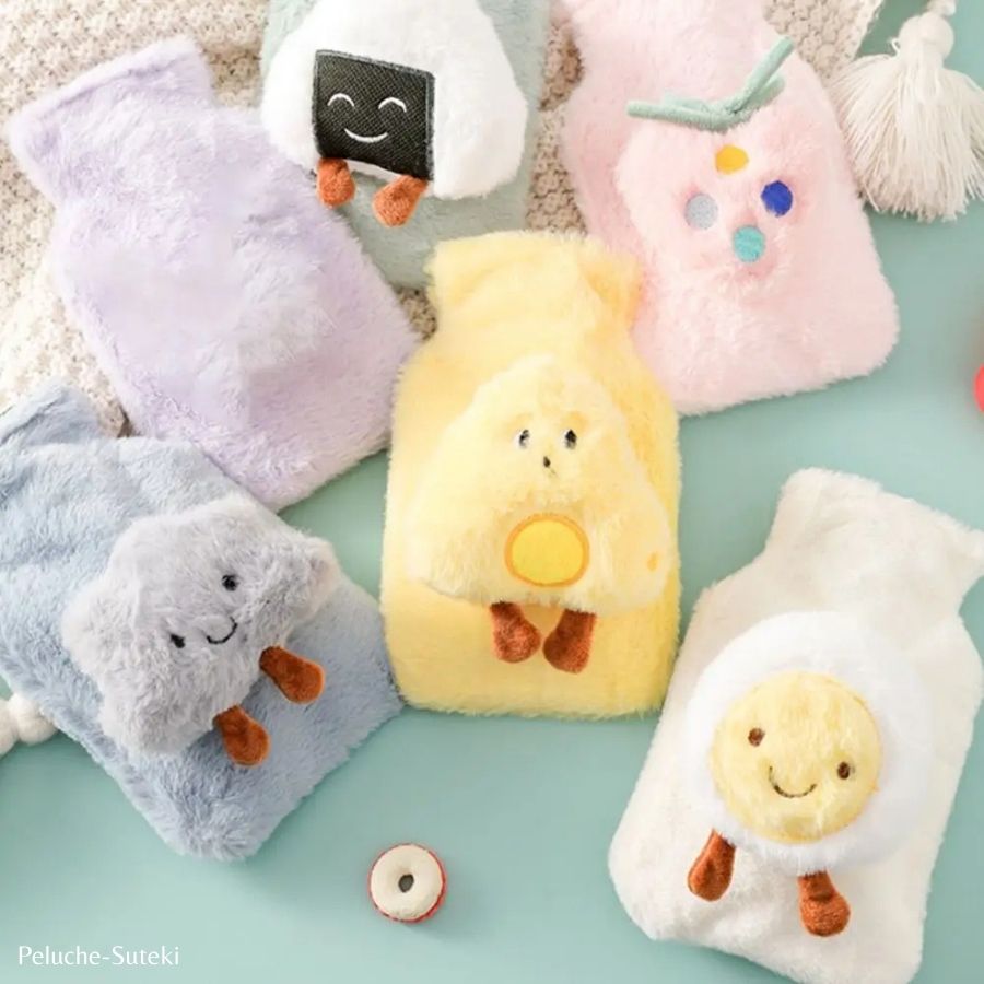 Bouillotte en Peluche Bleu Ciel avec Nuage Souriant