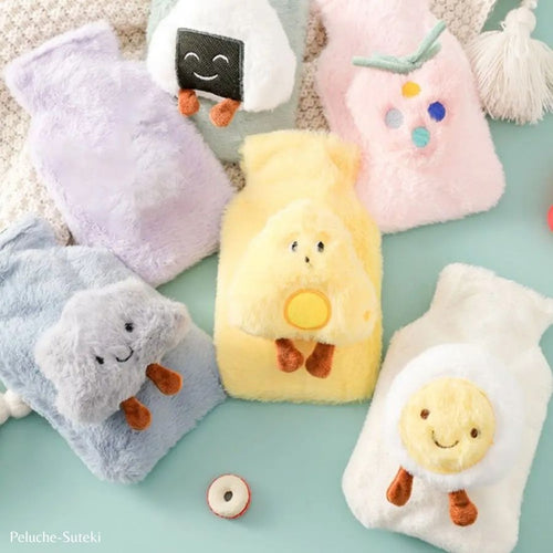 Bouillotte en Peluche Bleu Ciel avec Nuage Souriant