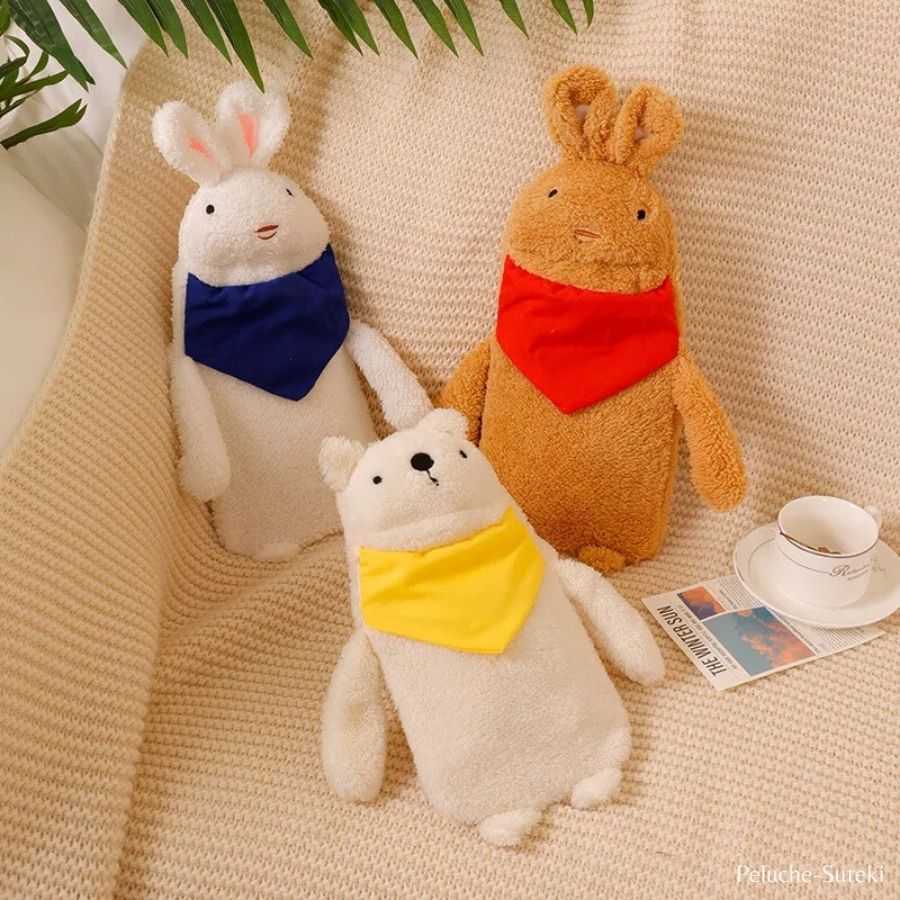 Bouillotte en Peluche Ours Polaire avec Bandana Jaune