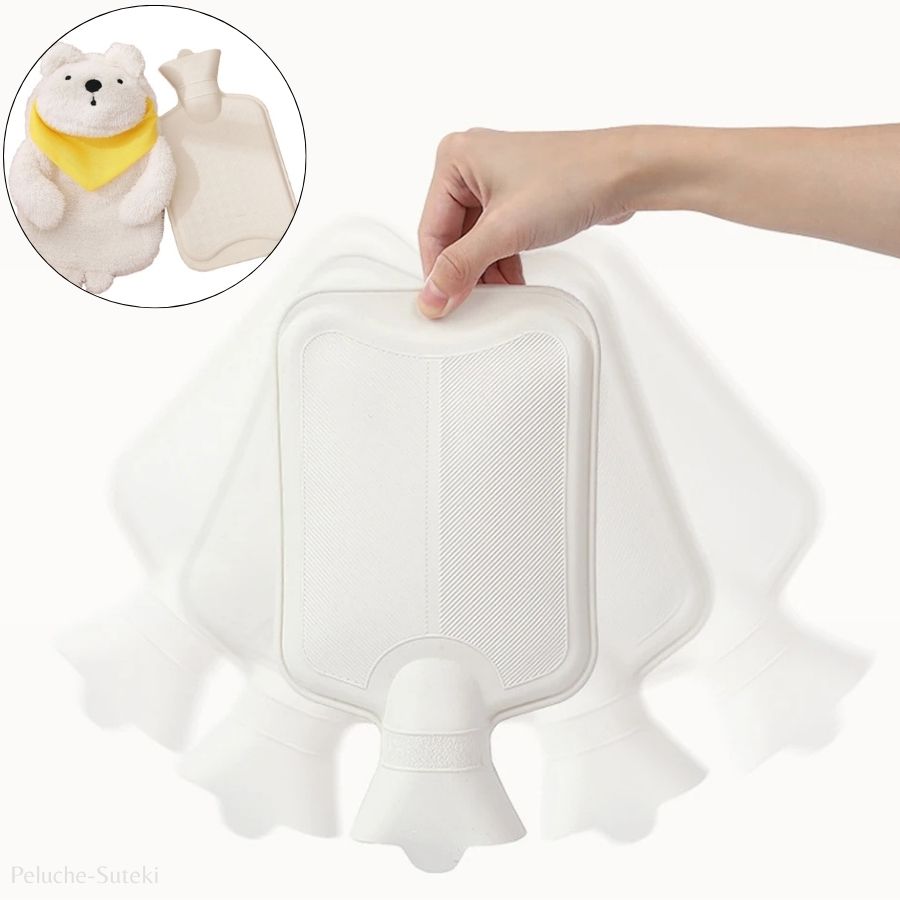 Bouillotte en Peluche Ours Polaire avec Bandana Jaune