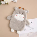 Bouillotte en Peluche Grise à Petites Cornes
