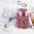 Bouillotte en Peluche Lapin Mauve Yeux Brodés