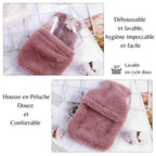 Bouillotte en Peluche Lapin Mauve Yeux Brodés