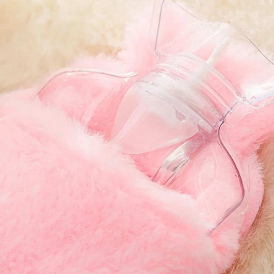 Bouillotte en Peluche Rose Lapin avec Grands Yeux
