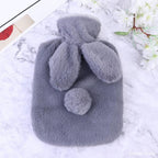 Housse de Bouillotte en Peluche Lapin Gris