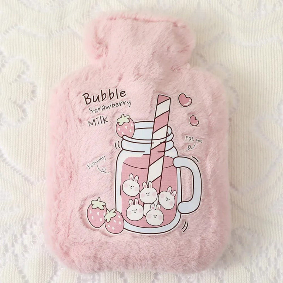 Bouillotte Peluche Kawaii Fraise avec Lapins