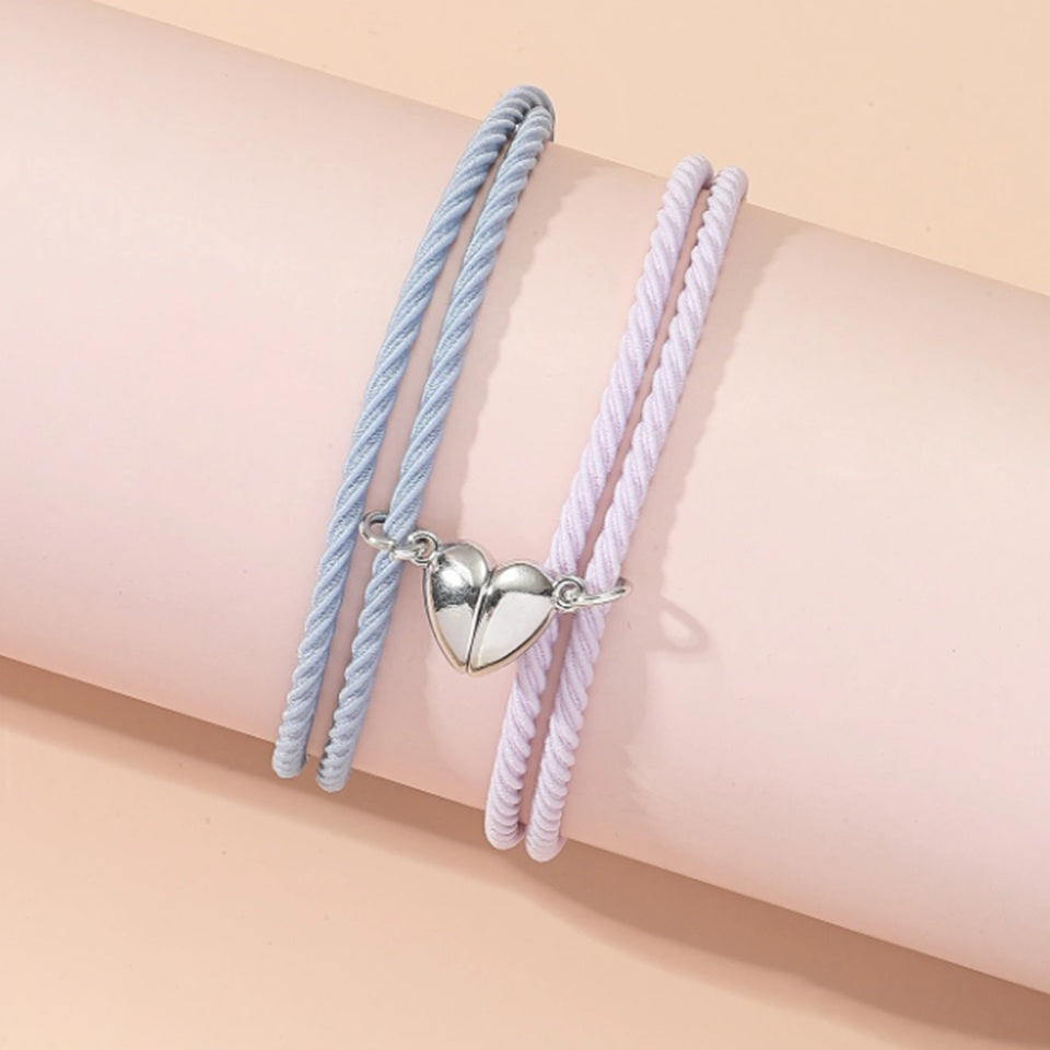 Bracelet de Couple à Cœur Aimanté
