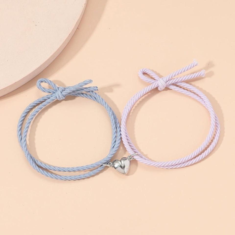 Bracelet de Couple à Cœur Aimanté