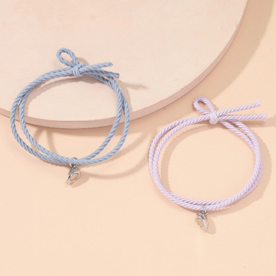 Bracelet de Couple à Cœur Aimanté