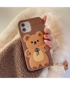 Coque de Téléphone en Silicone Marron Ours 3D