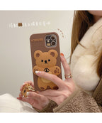 Coque de Téléphone en Silicone Marron Ours 3D