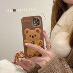 Coque de Téléphone en Silicone Marron Ours 3D