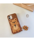 Coque de Téléphone en Silicone Marron Ours 3D