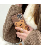 Coque de Téléphone en Silicone Marron Ours 3D