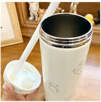 Gourde Isotherme Crème avec Motifs de Chats Kawaii