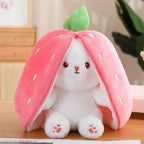 Peluche Lapin Blanc dans sa Fraise Rose Zippée