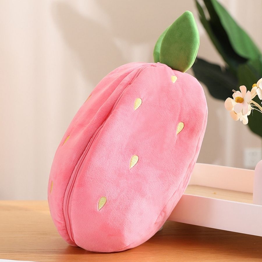 Peluche Lapin Blanc dans sa Fraise Rose Zippée