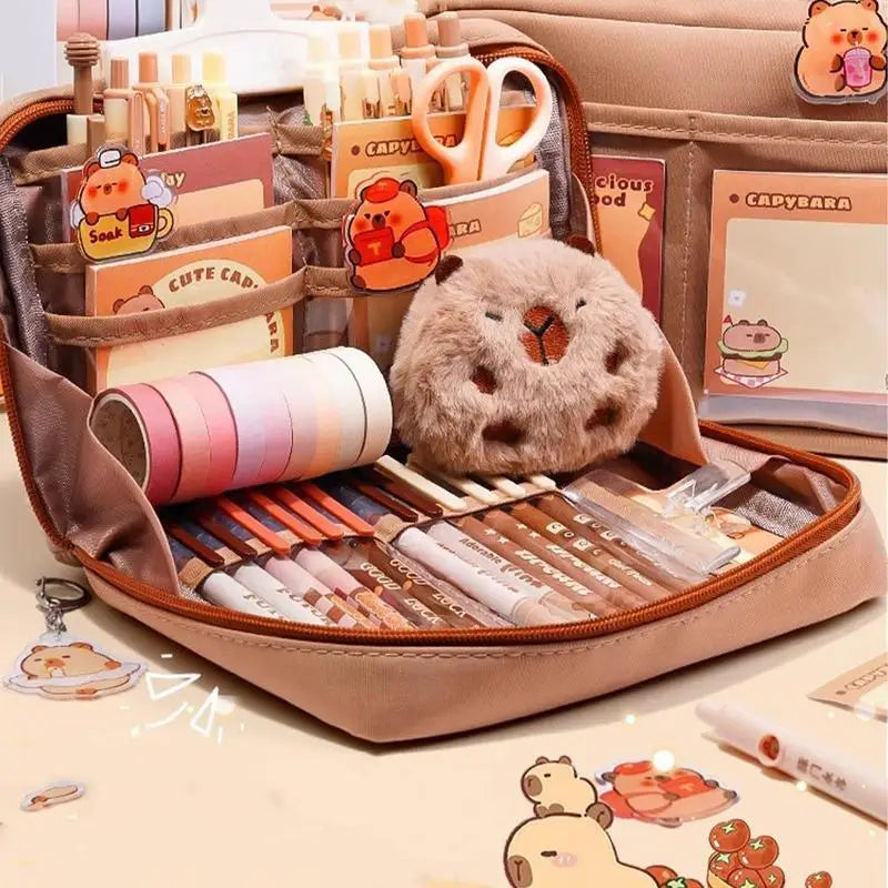 Trousse de Papeterie Capybara et Grand Set Beige