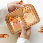 Trousse de Papeterie Capybara et Grand Set Beige