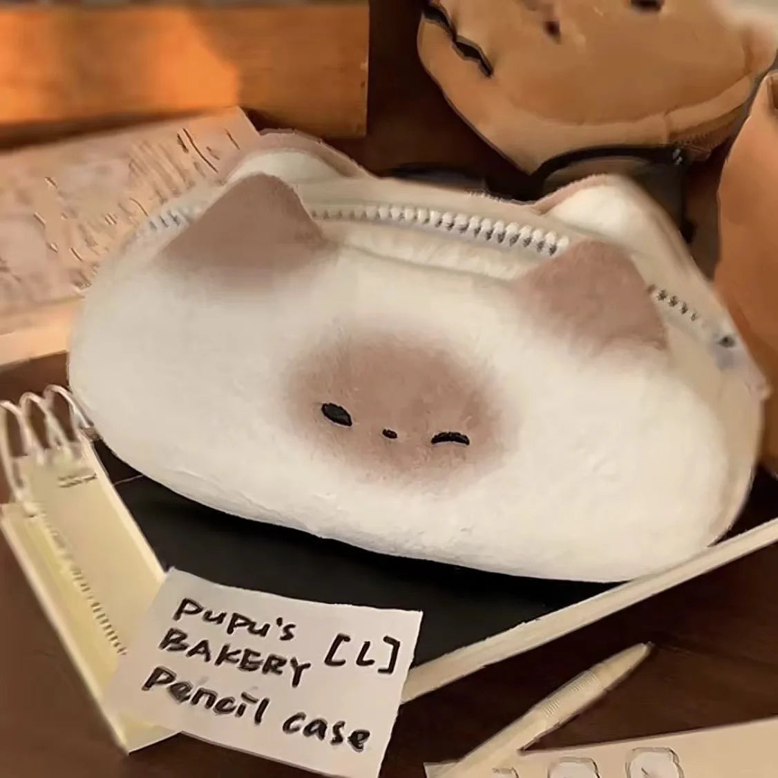 Trousse Chat Pudding Caramel Kawaii - Câlin Kawaii