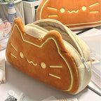 Trousse en Peluche Chat Toast Kawaii