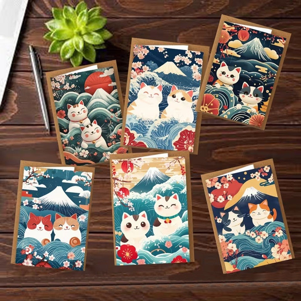 Carte de Vœux Chats Paysages Japonais