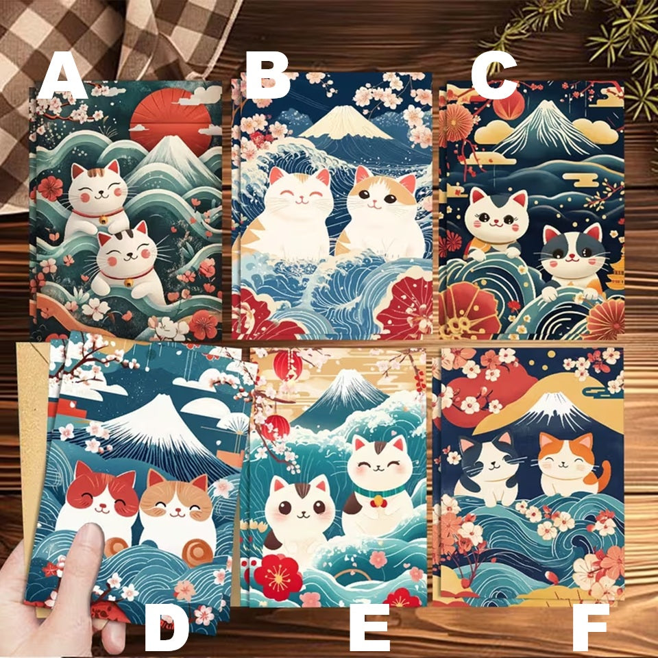 Carte de Vœux Chats Paysages Japonais