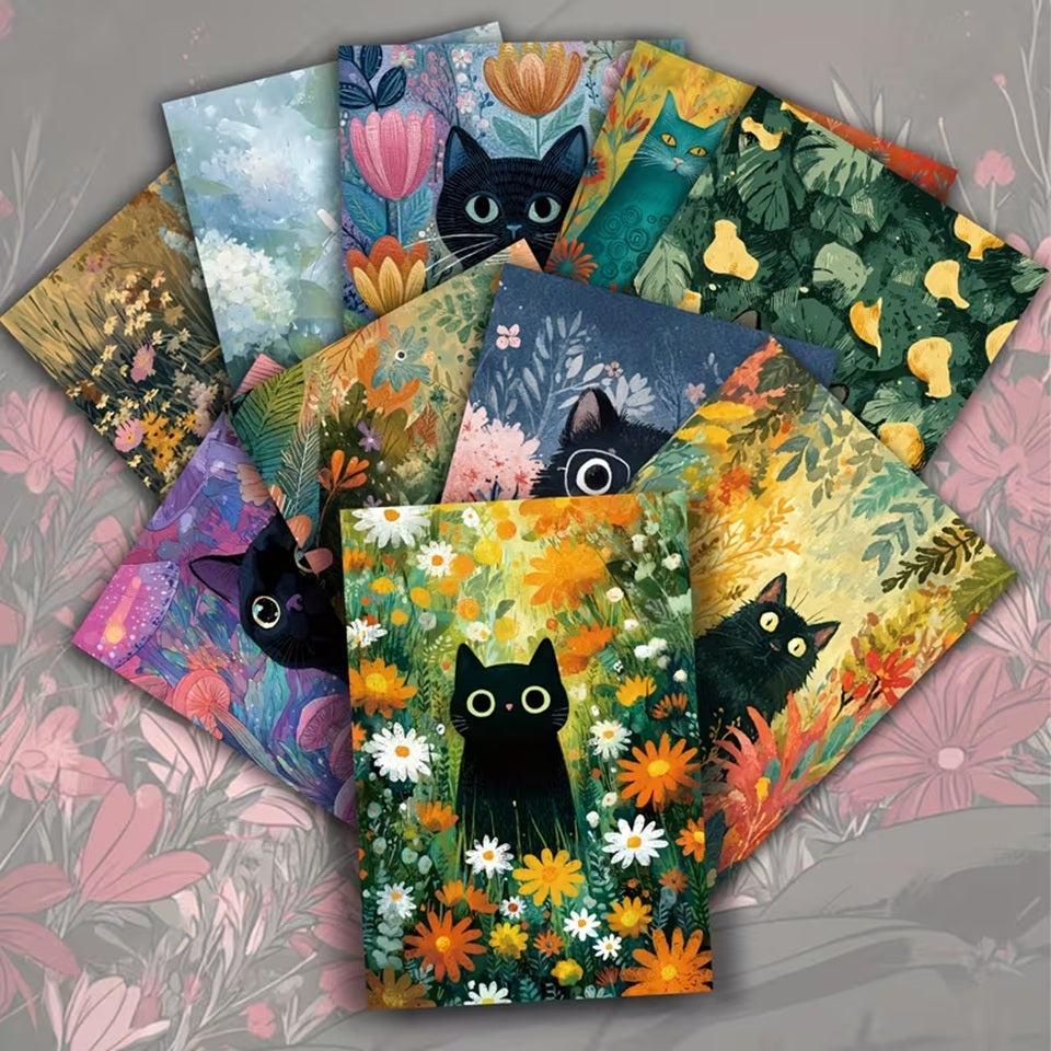 Carte Postale Chat Noir Vintage