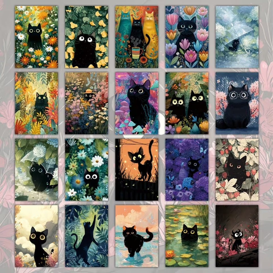 Carte Postale Chat Noir Vintage