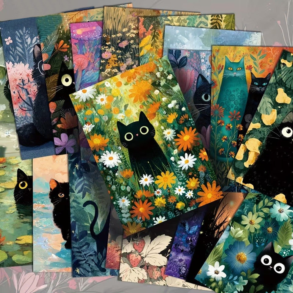 Carte Postale Chat Noir Vintage