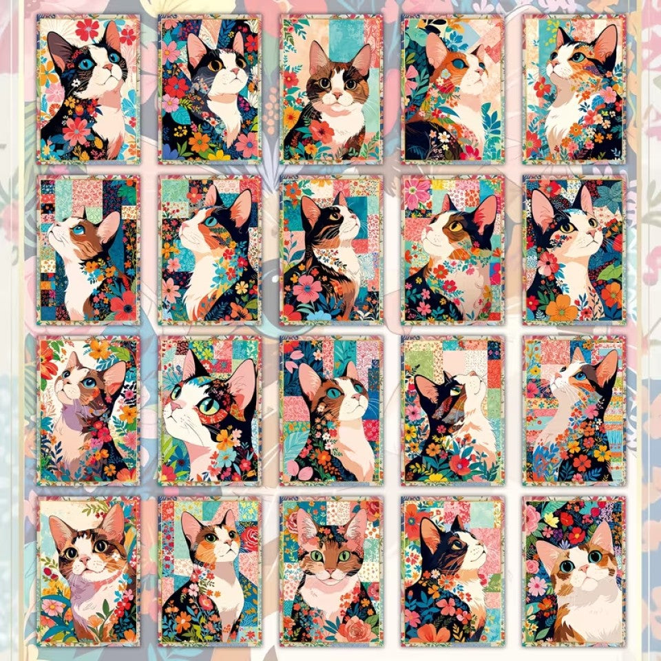 Carte Postale aux Chats en Fleurs
