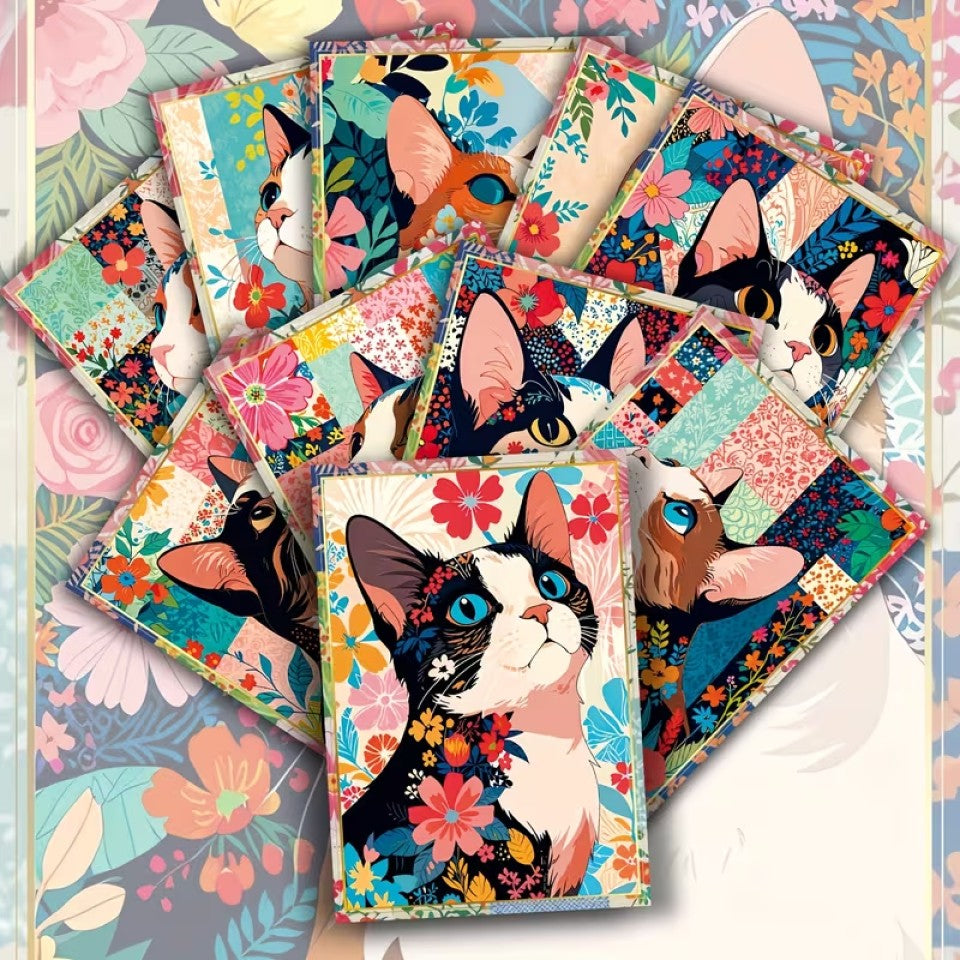 Carte Postale aux Chats en Fleurs