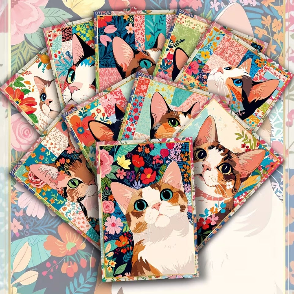 Carte Postale aux Chats en Fleurs