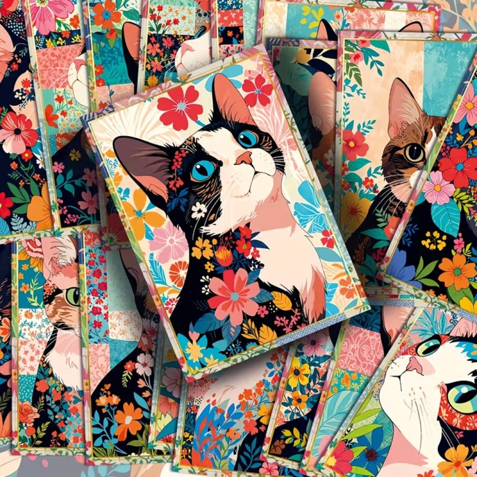 Carte Postale aux Chats en Fleurs