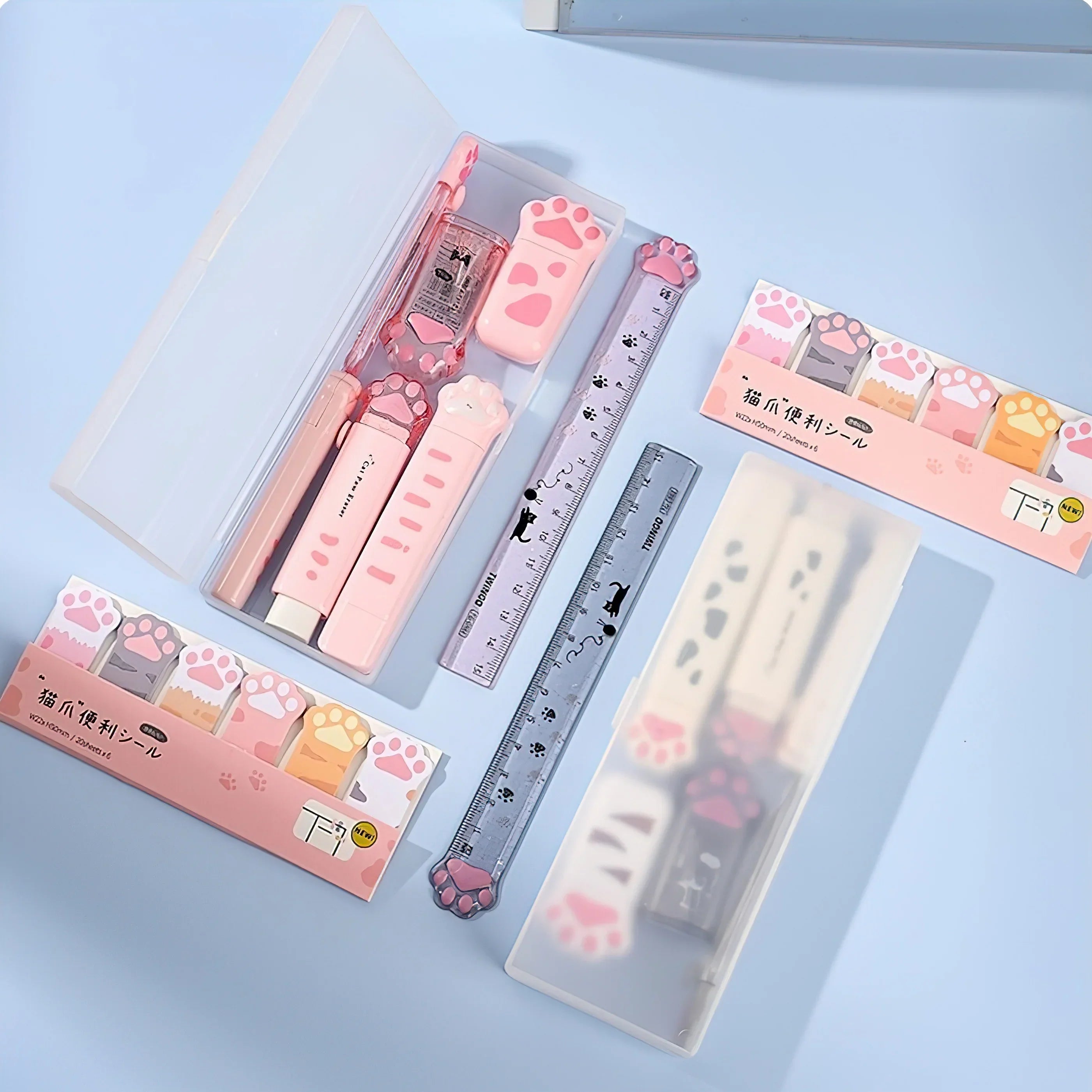 Set de Papeterie Kawaii à Motifs Pattes de Chat