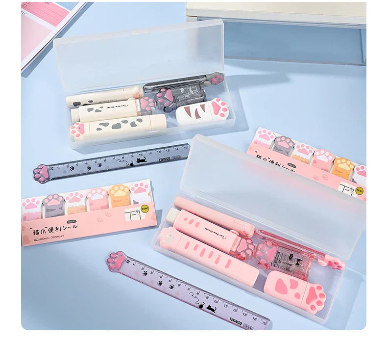 Set de Papeterie Kawaii à Motifs Pattes de Chat